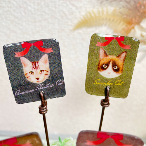 ガーデンピック ハンドメイド 猫ちゃんのお顔ピック 猫 多肉植物