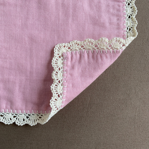 大切なお出かけに》手編み 大人のガーゼハンカチ＊桜ピンク