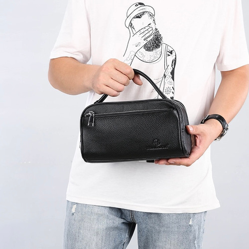 メンズ セカンドバッグ 本革 ブラック 黒 持ちやすい クラッチバッグ