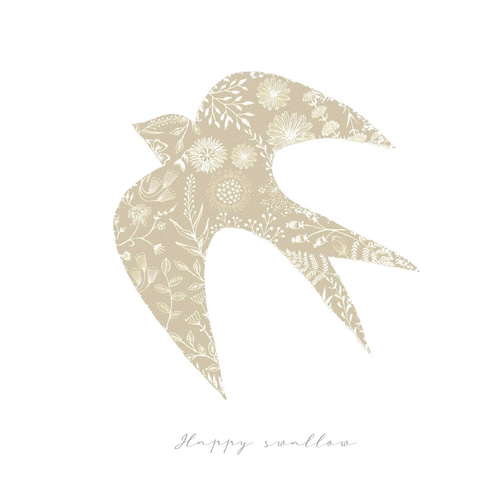 ツバメ✴︎ 北欧インテリアポスター◻︎【ベージュ】 イラスト N.ecru