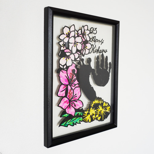 ブランド雑貨総合 切り絵×ちぎり絵】Welcome 誕生花とともに【オーダー -4月- baby コレクション