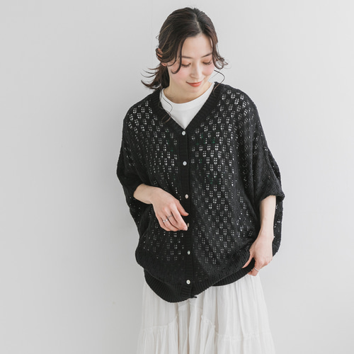 全2色】綿混 ドルマン オーバーサイズ 透かし柄 2WAY トップス  