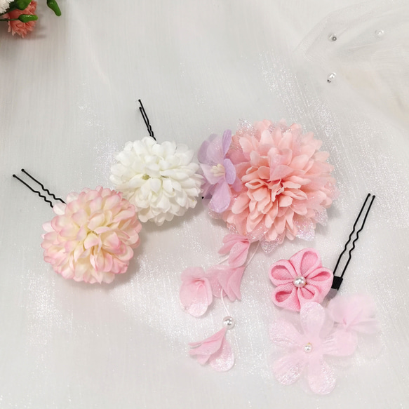［送料無料］4色 菊の花ヘアアクセサリー 12枚目の画像
