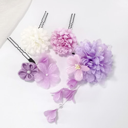 ［送料無料］4色 菊の花ヘアアクセサリー 6枚目の画像
