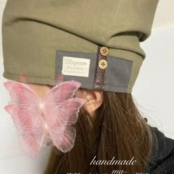 C-2 男女兼用❤︎綿アーミーキャップ　カーキ❤︎ ケア帽子　オシャレ帽子　医療用帽子 4枚目の画像