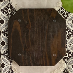 木製　八角形　エスニック　タイル　敷物　花台 額絵　飾り台　インテリア雑貨　赤　 5枚目の画像
