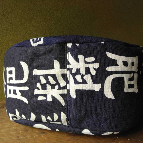 送料無料【前掛けリメイク】がま口 まんまるバッグ (米穀肥料・廣田 