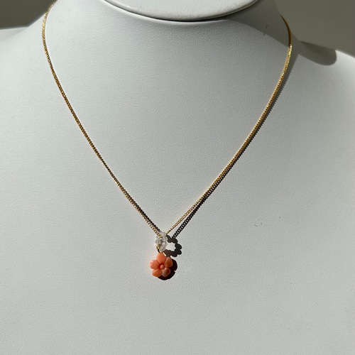 シルバーピーチ カレンシルバー ローズ 珊瑚 サンゴ ネックレス