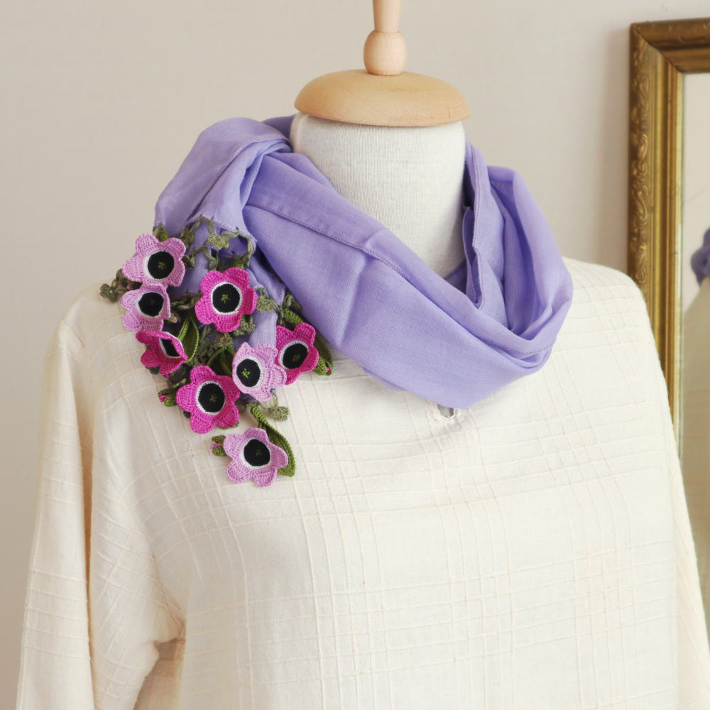 【数量限定】立体オヤレース 花のコットンストール「アネモネ」ラベンダー