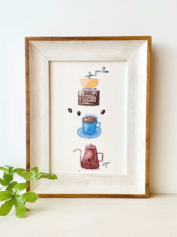透明水彩画「coffee」北欧A4ポスター コーヒー 珈琲 北欧インテリア