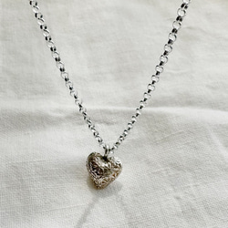 silver Flower heart  necklace 5枚目の画像