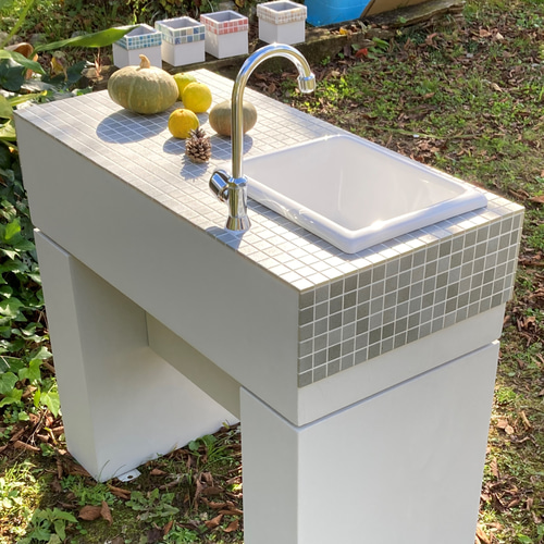 おしゃれなガーデンシンク 【ベージュタイル】 屋外用シンク おしゃれなガーデンシンク 【ベージュタイル】 屋外用シンク