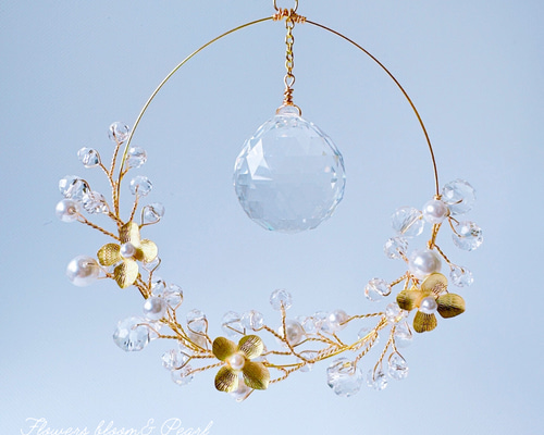 ジュエルパール・サンキャッチャー フラワー＆パール ビジューサン