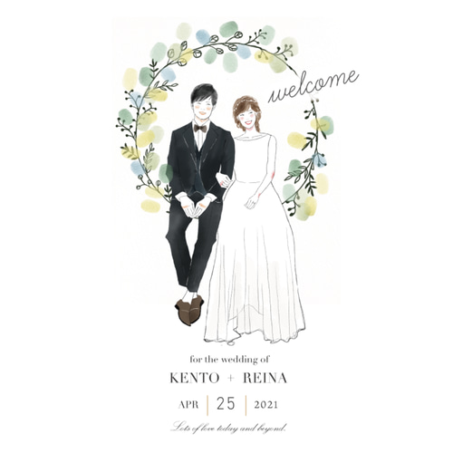 ウェディングツリー 似顔絵 ウェルカムボード 玄関 結婚式 贈呈