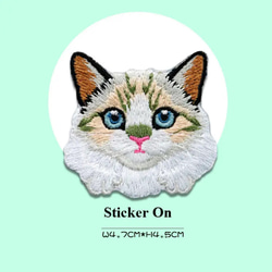 1枚　ネコ　仔猫　キャット　ペット　刺繍　アイロン　ワッペン　パッチ　幼稚園　保育園　通園バッグ　帽子　服　タオル 5枚目の画像