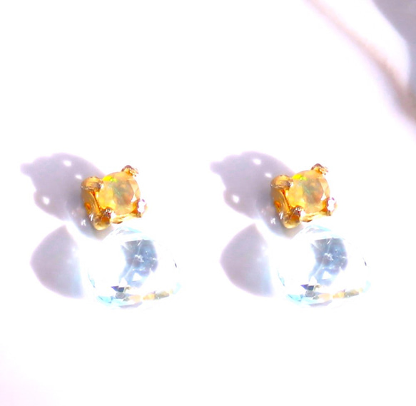 - sizuku - K18gp Opal & Aquamarine Pierce/Ear-cuff 1枚目の画像