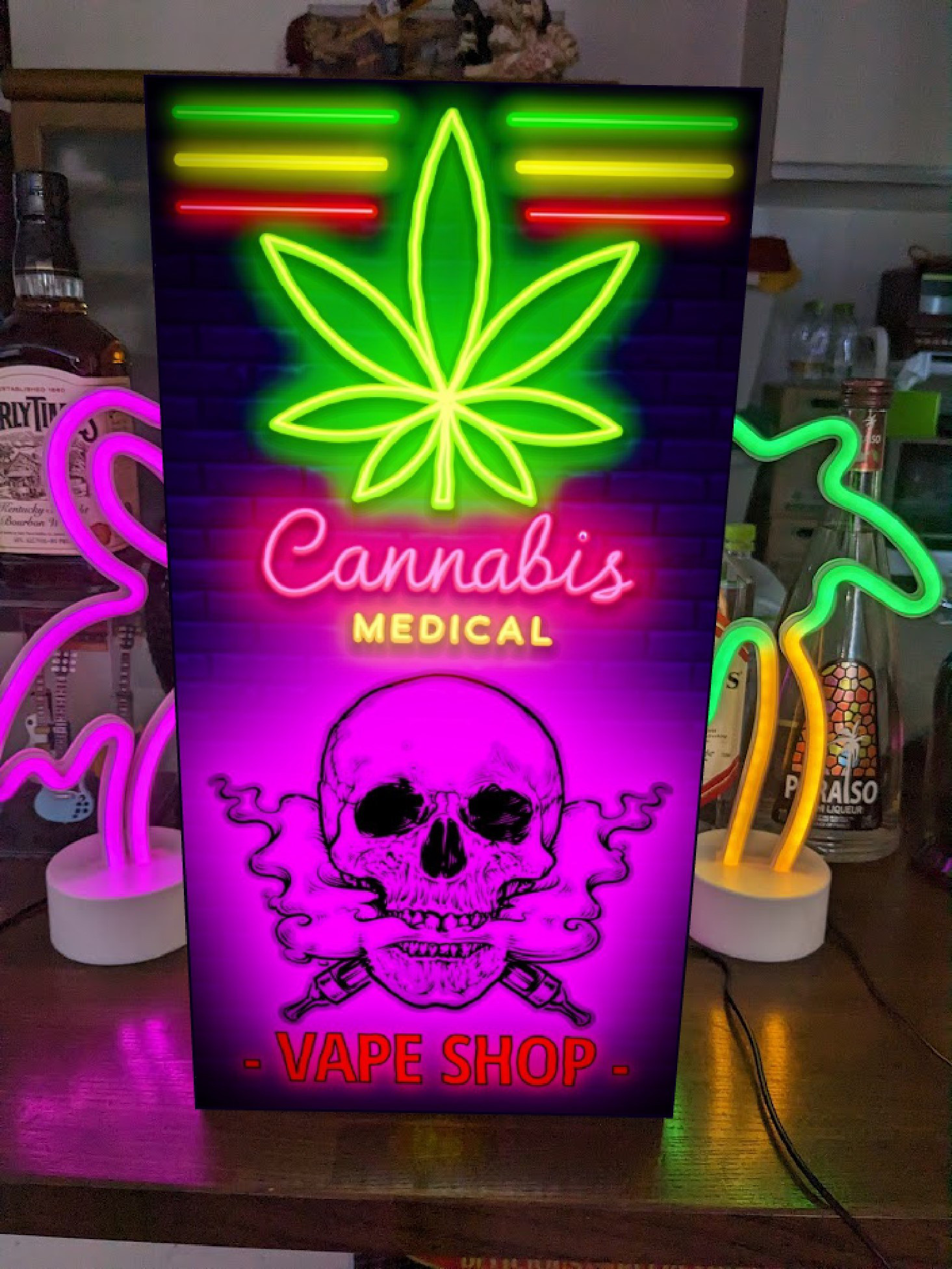 Lサイズ】煙草 ベイプショップ 大麻 マリファナ 医療 スカル ロック