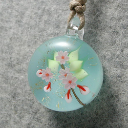 桜、開花す とんぼ玉 ガラス ネックレス No2216 4枚目の画像