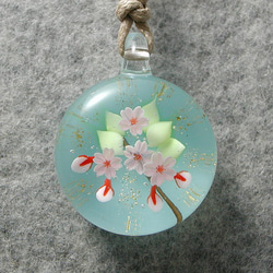 桜、開花す とんぼ玉 ガラス ネックレス No2216 2枚目の画像
