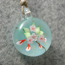 桜、開花す とんぼ玉 ガラス ネックレス No2216 3枚目の画像
