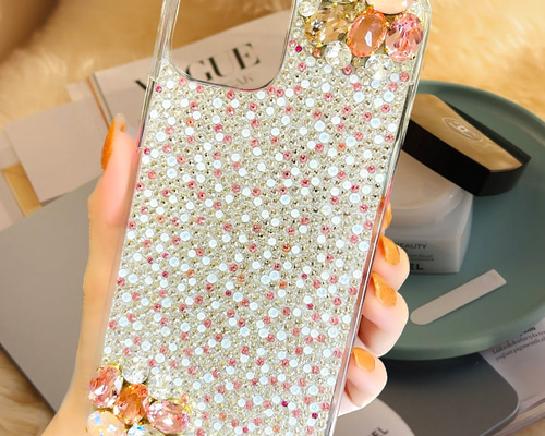 SWAROVSKI - スワロフスキー ビジュ盛り スマホケース キラキラ　スマホカバー 春　桜　ピンク e65cef5788bbbd7e71c4d4ee023871