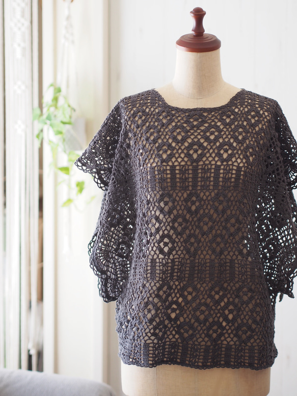 編み図】レーシークロッシェ プルオーバー 編み図・パターン Natural