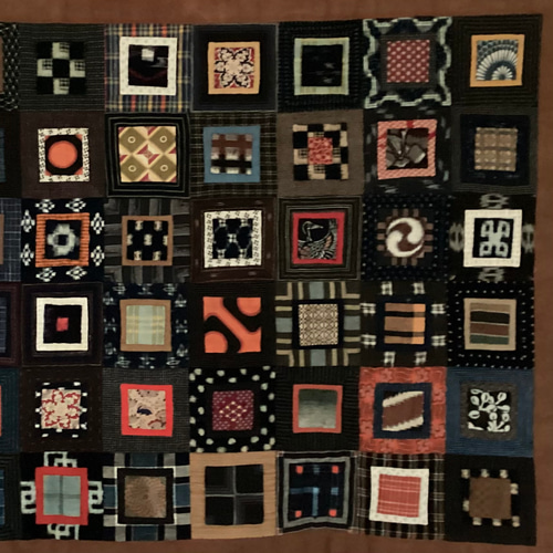 古布のパッチワークのタペストリー 66個つなぎ その他インテリア雑貨