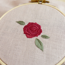 《名入れ》薔薇＊リネンの手刺繍ファスナーポーチ(マチ付き) 13枚目の画像