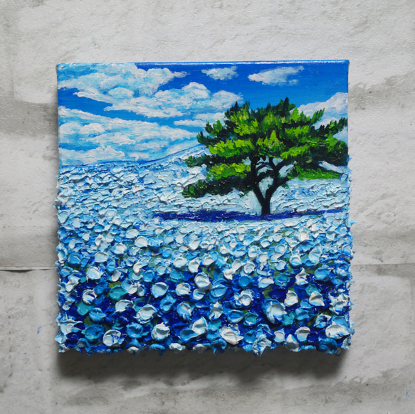 ふるさと納税 アートパネル【青いネモフィラの丘】 絵画 油絵 絵画 通販 HR 絵画