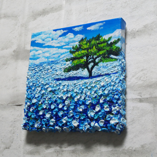 油絵 絵画 アートパネル【ネモフィラの丘】 油絵 絵画 アートパネル【青いネモフィラの丘】 絵画 HR 通販