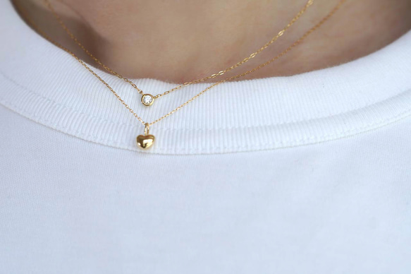 K18 ハート型ペンダントネックレス 約45cm