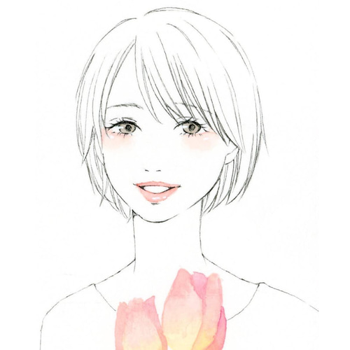 似顔絵】大人かわいい線画＋ポイントカラーのシンプル オーダーメイド