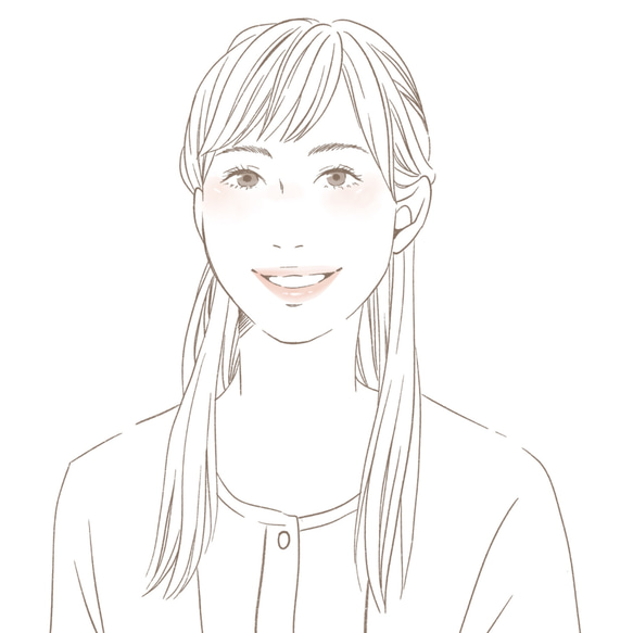 似顔絵】大人かわいい線画＋ポイントカラーのシンプル オーダーメイド