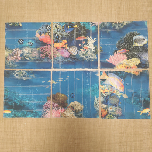 知育玩具＊絵合わせパズル6枚製作キット＊コバルトブルーの海の世界柄