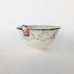 ご飯茶碗　雲と唐子　手びねり　オリジナル陶器 4枚目の画像