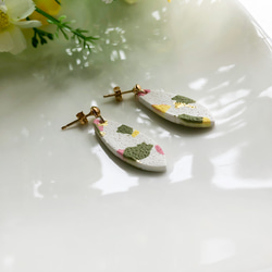 春色のドロップピアス/イヤリング/ポリマークレイ/シンプル/個性的 5枚目の画像