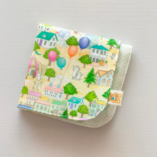 完売✭ユキエモン コロコロタウン ベージュ 20×20 ガーゼハンカチ