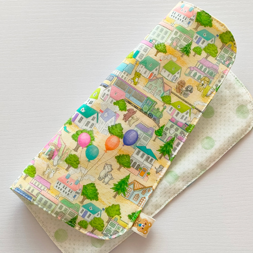 完売✭ユキエモン コロコロタウン ベージュ 20×20 ガーゼハンカチ