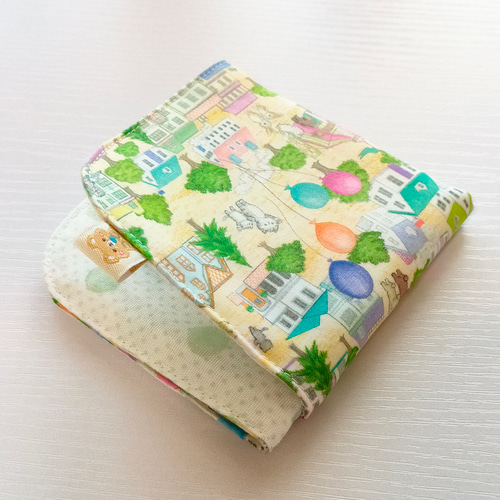 ガーゼハンカチ　ユキエモン871 ハンドメイド 完売✭ユキエモン コロコロタウン ベージュ 20×20 ガーゼ