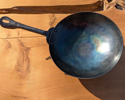 受注生産】鍛造鉄の中華鍋打出し25cm 鉄のフライパン 片手鍋 北京