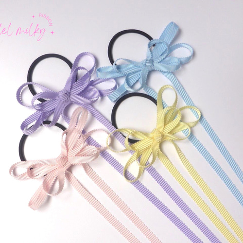 再販】MOKUBAリボン パステルカラー 華奢で大人可愛い ロング たらりん 