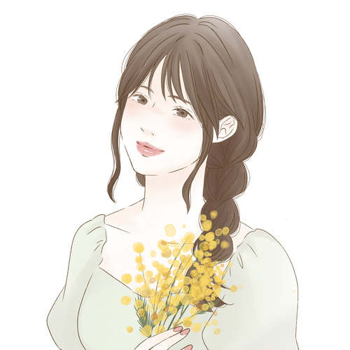 似顔絵】大人かわいい♡フルカラーのオーダーメイドイラスト作成 SNS 