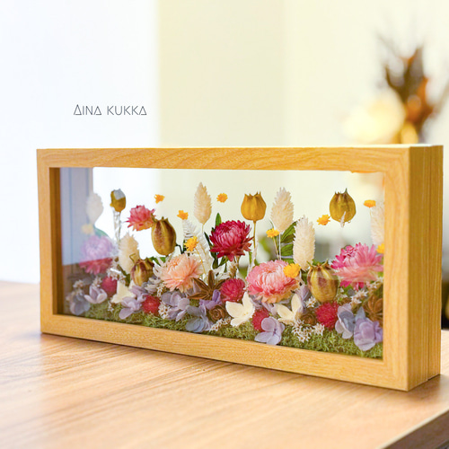 ガラスフレームアレンジL]アーリーサマーガーデン/ドライ