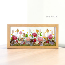 ドライ・プリザーブドフラワー アート ガラスフレームアレンジL]アーリーサマーガーデン/ドライ