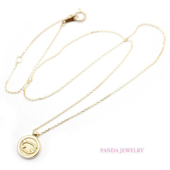 PANDA JEWELRY [K18] 熊貓硬幣項鍊 de-12-pj-p-096-g 第1張的照片