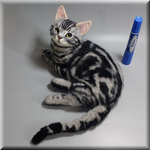 羊毛フェルト 猫 アメリカンショートヘア ねこ ネコ アメショ 猫
