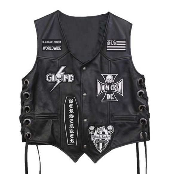 牛革ベスト（スカルデザイン）Cow Leather Vest with Skull Design 1枚目の画像