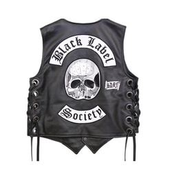 牛革ベスト（スカルデザイン）Cow Leather Vest with Skull Design 2枚目の画像