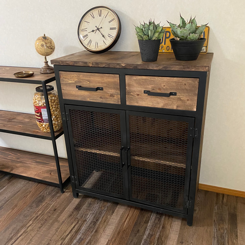 LIFE FURNITURE IRON WOODEN DRAWER CHEST / ライフファニチャー