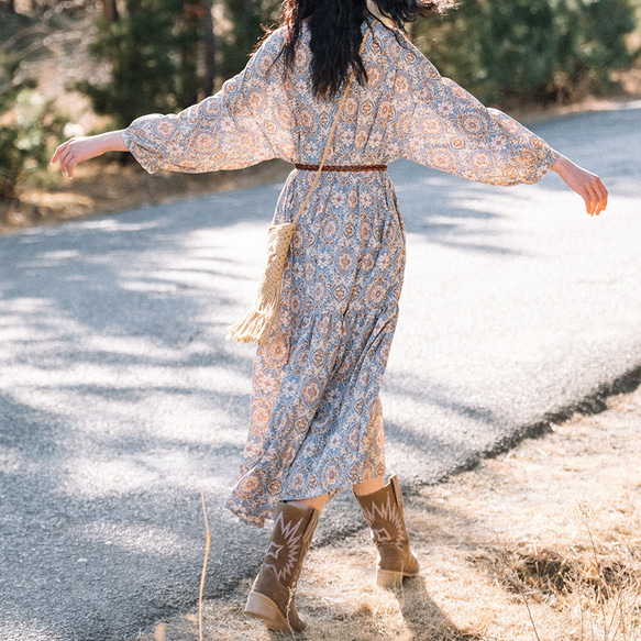 ★無料丈カット★長袖ロングワンピース 3枚目の画像